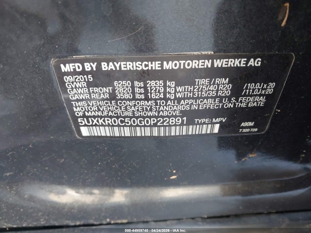 Продажа на аукционе авто 2016 Bmw X5 Xdrive35i, vin: 5UXKR0C50G0P22891, номер лота: 44959740