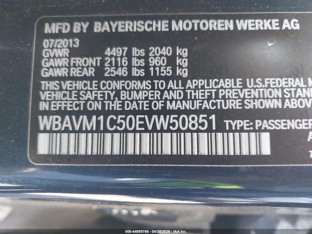 2014 Bmw X1 Sdrive28i მანქანა იყიდება აუქციონზე, vin: WBAVM1C50EVW50851, აუქციონის ნომერი: 44959766