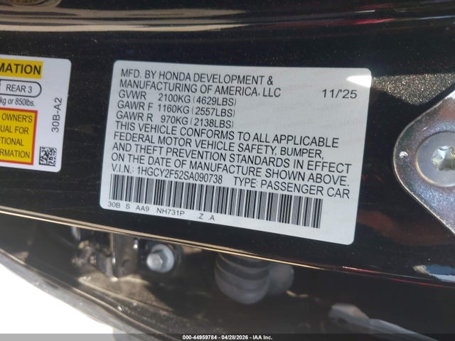 1HGCY2F52SA090738 Honda Accord Hybrid Sport