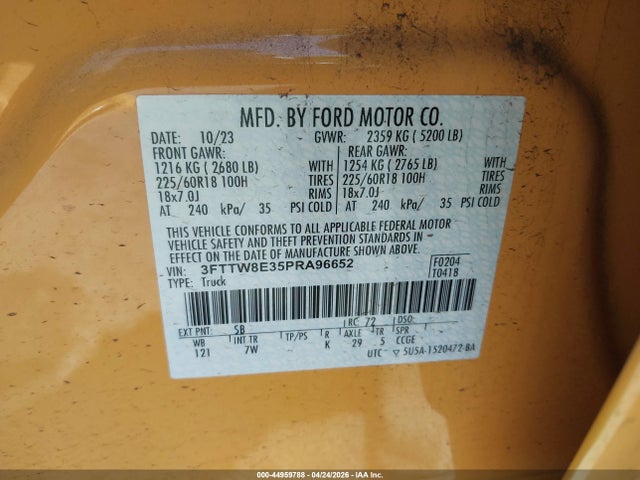 Продажа на аукционе авто 2023 Ford Maverick Xlt, vin: 3FTTW8E35PRA96652, номер лота: 44959788