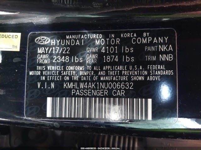 2022 Hyundai Elantra N მანქანა იყიდება აუქციონზე, vin: KMHLW4AK1NU006632, აუქციონის ნომერი: 44959839