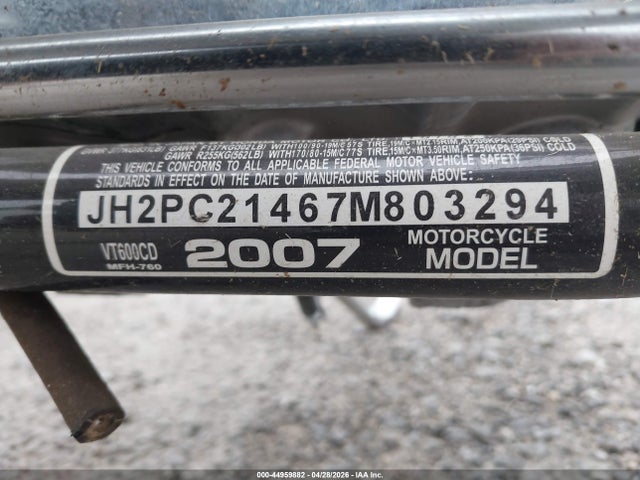 Aukcja sprzedaży 2007 Honda Vt600 Cd, vin: JH2PC21467M803294, numer aukcji: 44959882