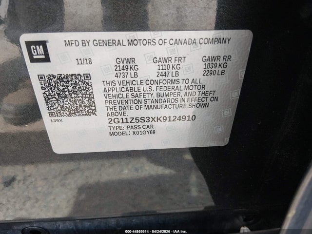 2G11Z5S3XK9124910 Chevrolet IMPALA LT