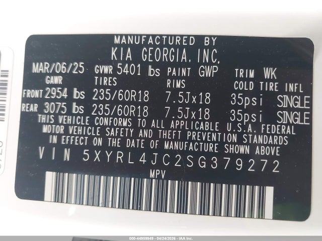 KIA SORENTO S 2025 5XYRL4JC2SG379272 Image 9