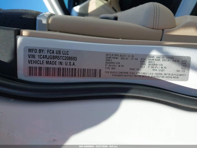 Продажа на аукционе авто 2026 Jeep Grand Cherokee Limited 4x2, vin: 1C4RJGBR5TC208693, номер лота: 44959982