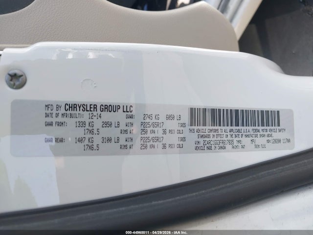2C4RC1GG3FR617835 Chrysler Town &amp; Country Limited Platinum