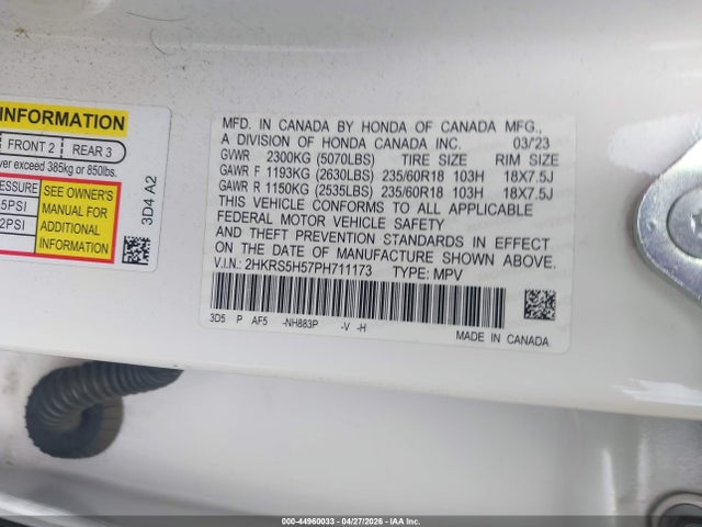 2HKRS5H57PH711173 Honda Cr-v Hybrid Sport