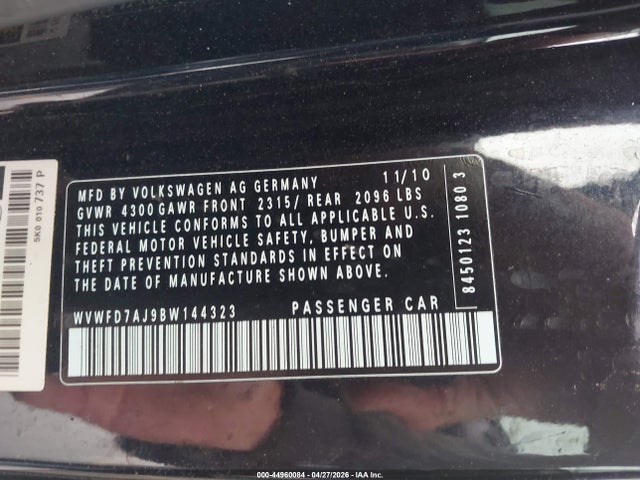 Продаж на аукціоні авто 2011 Volkswagen Gti 2-door Autobahn, vin: WVWFD7AJ9BW144323, номер лоту: 44960084