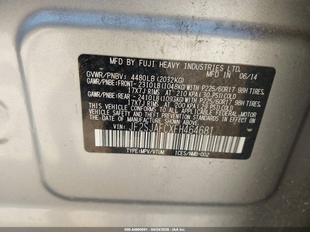 JF2SJAFCXFH464681 Subaru Forester 2.5i Premium
