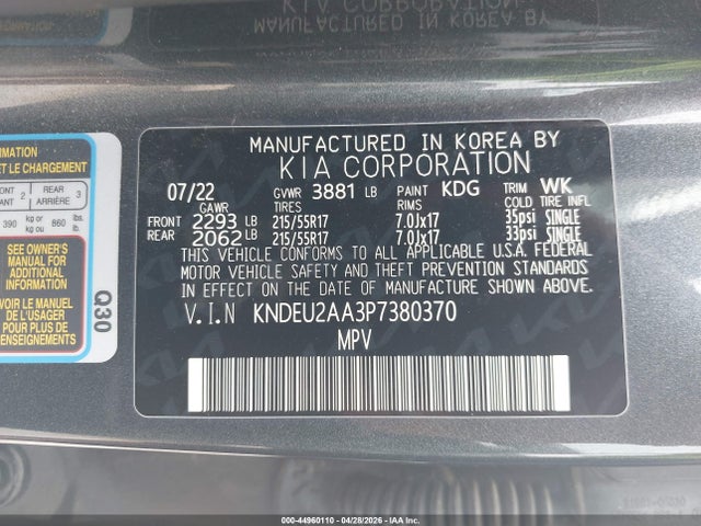 Продаж на аукціоні авто 2023 Kia Seltos S, vin: KNDEU2AA3P7380370, номер лоту: 44960110