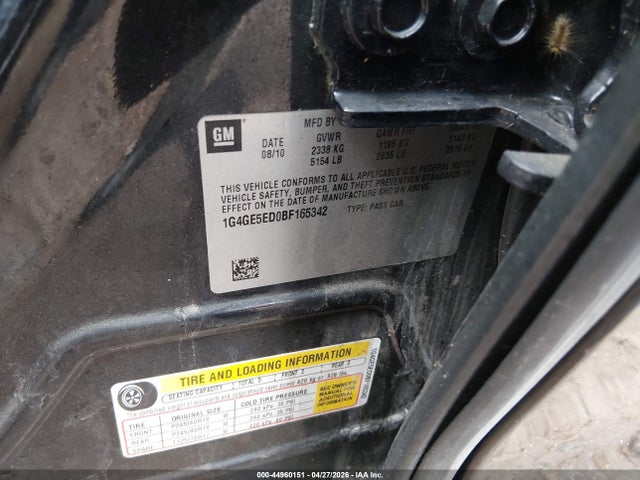 Продажа на аукционе авто 2011 Buick Lacrosse Cxs, vin: 1G4GE5ED0BF165342, номер лота: 44960151