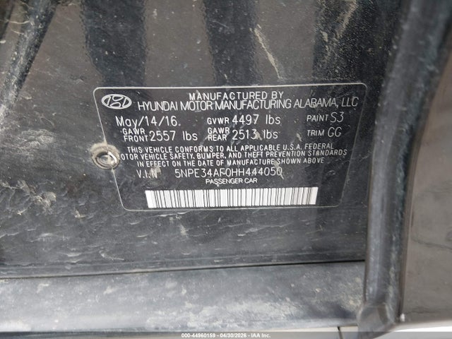 Aukcja sprzedaży 2017 Hyundai Sonata Sport, vin: 5NPE34AF0HH444050, numer aukcji: 44960159
