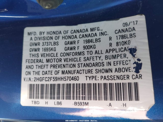 2HGFC2F59HH570460 Honda Civic Lx