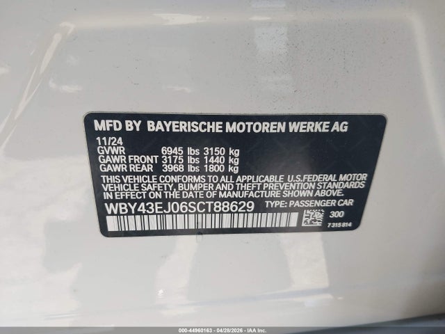 BMW I7 Edrive50 2025 WBY43EJ06SCT88629 Image 9
