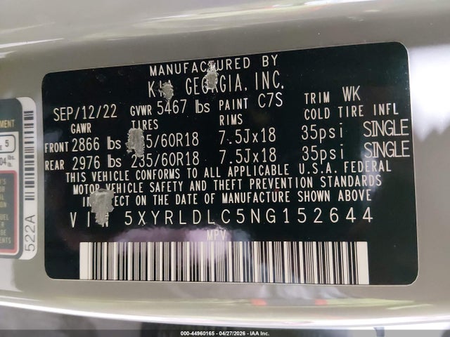 5XYRLDLC5NG152644 KIA Sorento X-line S