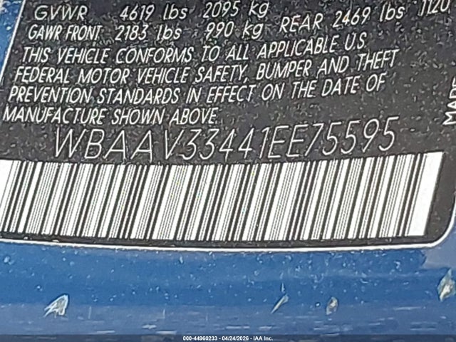 44960233 :رقم المزاد ، WBAAV33441EE75595 vin ، 2001 Bmw 325i مزاد بيع