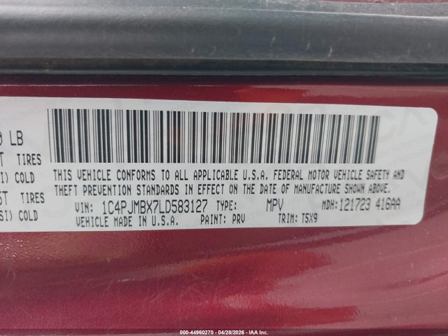 Продаж на аукціоні авто 2020 Jeep Cherokee Trailhawk 4x4, vin: 1C4PJMBX7LD583127, номер лоту: 44960270