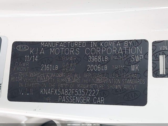 KIA FORTE EX 2015 KNAFX5A82F5357227 Image 9