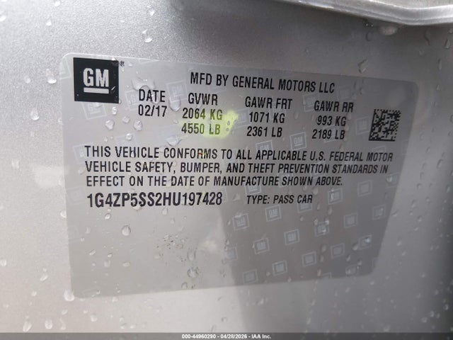44960290 :رقم المزاد ، 1G4ZP5SS2HU197428 vin ، 2017 Buick Lacrosse Essence مزاد بيع