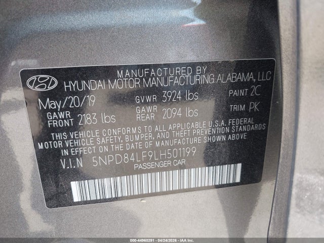 5NPD84LF9LH501199 Hyundai Elantra Value Edition