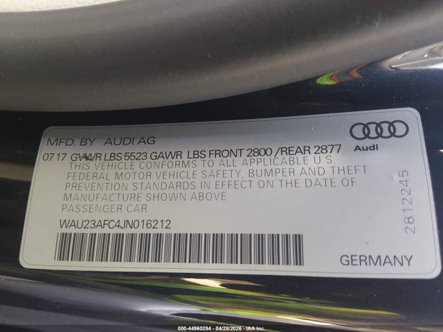Продаж на аукціоні авто 2018 Audi A7 3.0t Premium Plus, vin: WAU23AFC4JN016212, номер лоту: 44960294