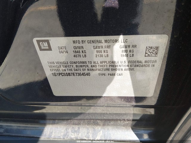 Продаж на аукціоні авто 2014 Chevrolet Cruze 1lt Auto, vin: 1G1PC5SB7E7364540, номер лоту: 44960298