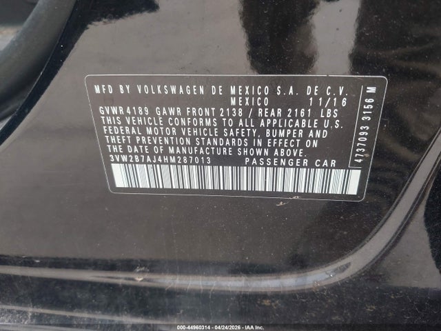 3VW2B7AJ4HM287013 Volkswagen Jetta 1.4t S