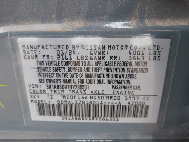 2024 Nissan Sentra Sr Xtronic Cvt მანქანა იყიდება აუქციონზე, vin: 3N1AB8DV1RY286501, აუქციონის ნომერი: 44960316