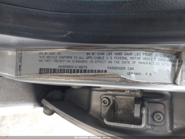Продажа на аукционе авто 2001 Audi S4 2.7t, vin: WAURD68D21A138279, номер лота: 44960328