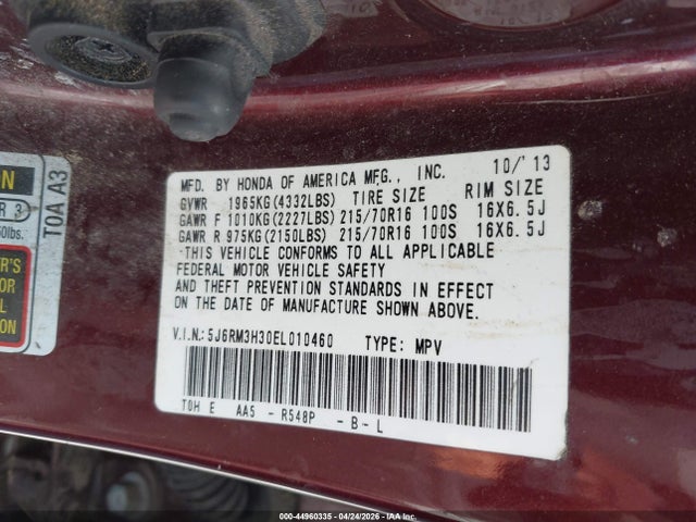 5J6RM3H30EL010460 Honda CR-V LX