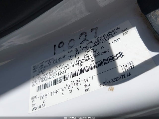 Ford F-250 Xl 2019 1FT7W2B69KEF84561 Image 9