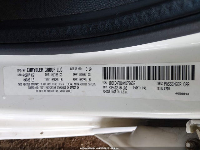 Продажа на аукционе авто 2010 Dodge Avenger Sxt, vin: 1B3CC4FB1AN170653, номер лота: 44960484