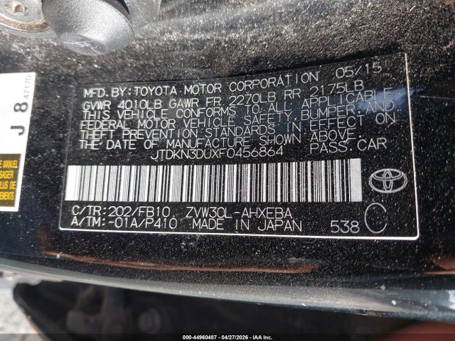Toyota Prius Three 2015 JTDKN3DUXF0456864 Image 9