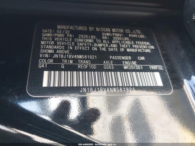 JN1BJ1BV4NW581921 Nissan Rogue Sport Sv Fwd Xtronic Cvt