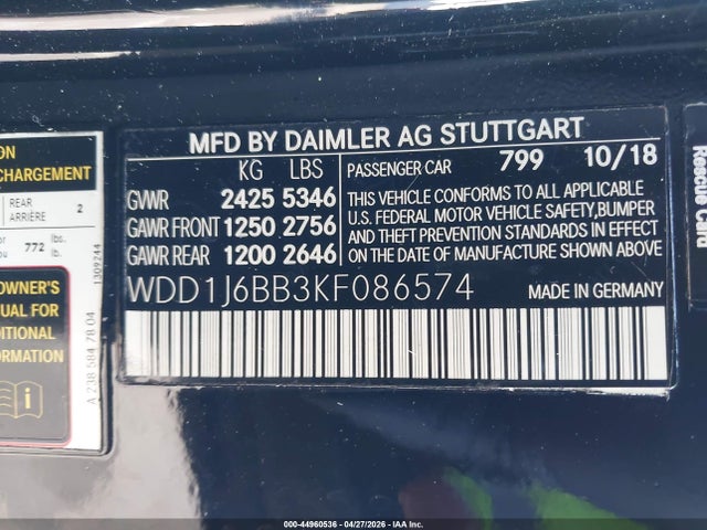 Mercedes-Benz Amg E 53 4matic 2019 WDD1J6BB3KF086574 Image 9