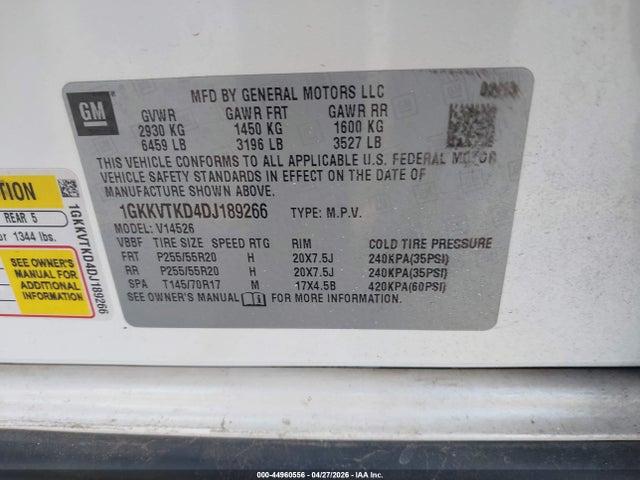 2013 Gmc Acadia Denali მანქანა იყიდება აუქციონზე, vin: 1GKKVTKD4DJ189266, აუქციონის ნომერი: 44960556