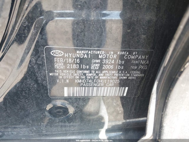 KMHD74LF0HU119025 Hyundai ELANTRA SE