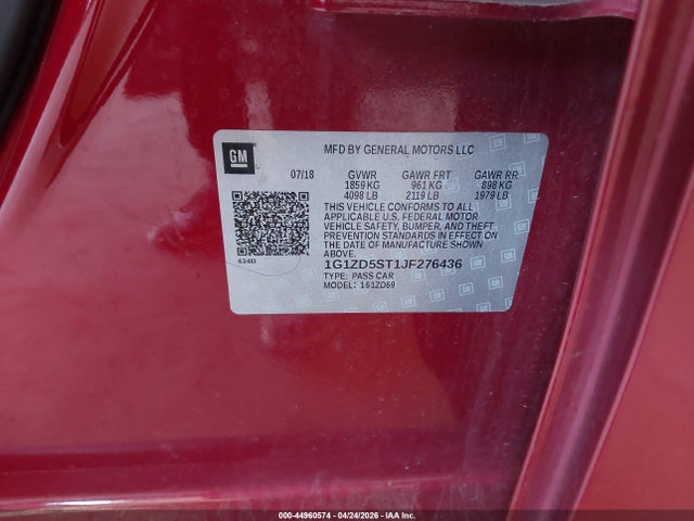 Aukcja sprzedaży 2018 Chevrolet Malibu Lt, vin: 1G1ZD5ST1JF276436, numer aukcji: 44960574