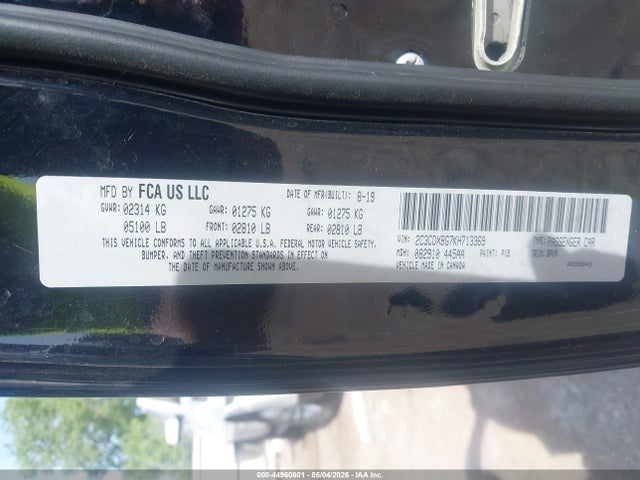 Aukcja sprzedaży 2019 Dodge Charger Sxt Rwd, vin: 2C3CDXBG7KH713369, numer aukcji: 44960601