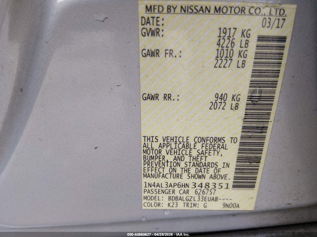 1N4AL3AP6HN348351 Nissan Altima 2.5 S