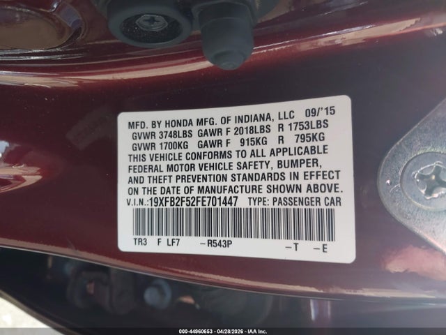 19XFB2F52FE701447 Honda Civic Lx