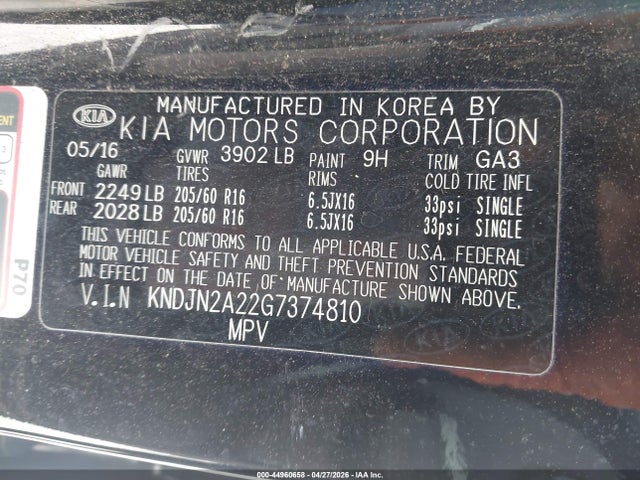 KIA Soul 2016 KNDJN2A22G7374810 Image 9