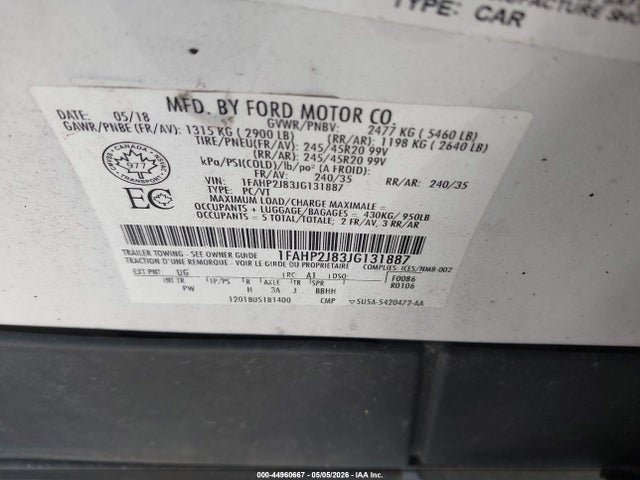 Продаж на аукціоні авто 2018 Ford Taurus Limited, vin: 1FAHP2J83JG131887, номер лоту: 44960667