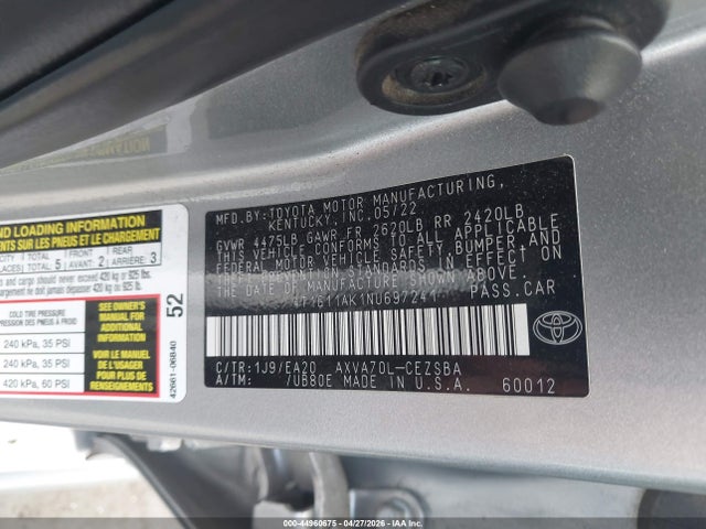 4T1G11AK1NU697241 Toyota CAMRY SE