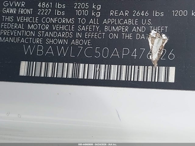 Продажа на аукционе авто 2010 Bmw 335i, vin: WBAWL7C50AP476126, номер лота: 44960699