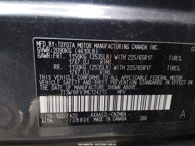 Toyota Rav4 Xle 2021 2T3W1RFV1MC124215 Image 9