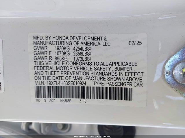 19XFL4H83SE010924 Honda Civic Hybrid Sport
