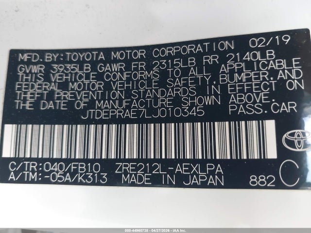 Toyota COROLLA LE 2020 JTDEPRAE7LJ010345 Image 9
