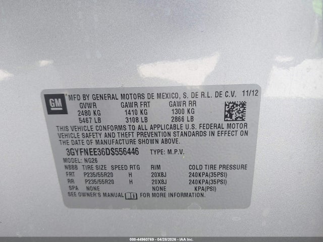 2013 Cadillac Srx Premium Collection მანქანა იყიდება აუქციონზე, vin: 3GYFNEE36DS556446, აუქციონის ნომერი: 44960769