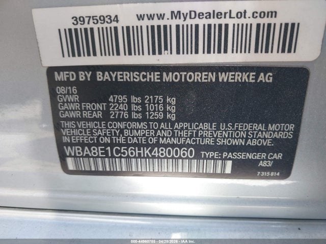 Aukcja sprzedaży 2017 Bmw 330e Iperformance, vin: WBA8E1C56HK480060, numer aukcji: 44960785